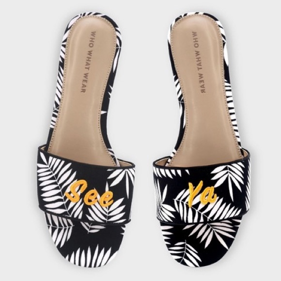 Who What Wear Shoes - WHO WHAT WEAR Black White Floral Slide Sandal size 8